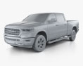 Dodge Ram 1500 Crew Cab Laramie Longhorn 6-foot 4-inch Box 2021 Modello 3D clay render