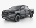 Dodge Ram 1500 Crew Cab 6-foot 4-inch Box Limited 2021 3d model wire render