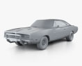 Dodge Charger General Lee 3D 모델  clay render