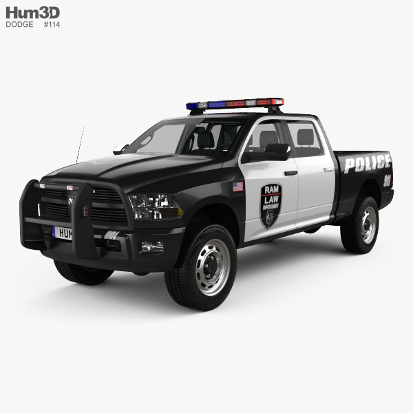 Dodge Ram Crew Cab Polícia com interior 2016 Modelo 3d