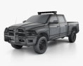Dodge Ram Crew Cab 警察 HQインテリアと 2019 3Dモデル wire render