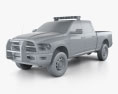 Dodge Ram Crew Cab Policía con interior 2019 Modelo 3D clay render