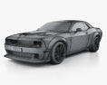 Dodge Challenger SRT Hellcat WideBody HQインテリアと 2020 3Dモデル wire render