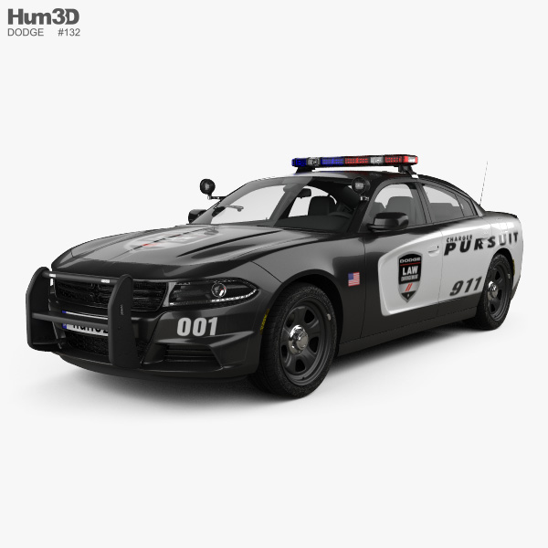 Dodge Charger Polizia con interni 2015 Modello 3D