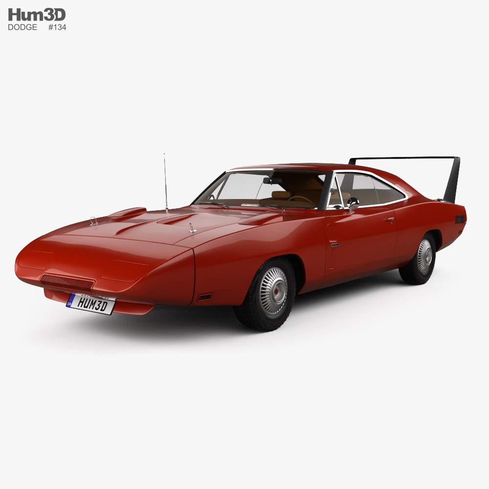 Dodge Charger Daytona Hemi 인테리어 가 있는 1969 3D 모델 