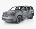 Dodge Grand Caravan с детальным интерьером 2014 3D модель wire render