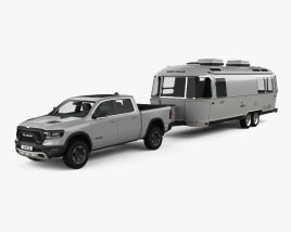Dodge Ram 1500 Crew Cab Rebel with Airstream Land 요트 Trailer 2022 3D 모델 