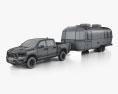 Dodge Ram 1500 Crew Cab Rebel with Airstream Land Yacht Trailer 2019 3d model wire render