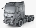 DongFeng Liuzhou H7 Tractor Truck 3-axle 2018 3D-Modell wire render