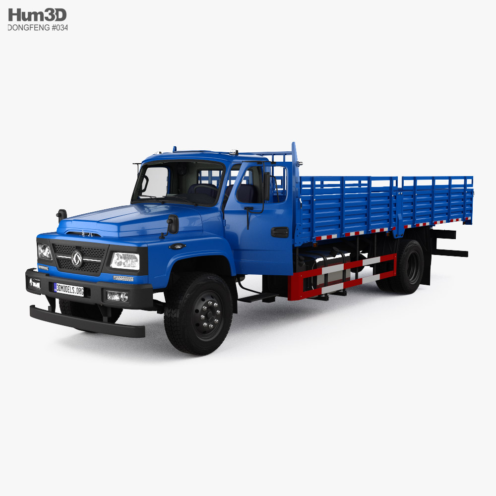DongFeng B2 Flat Bed Truck with HQ interior 2023 Modelo 3D