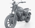 Ducati Scrambler Icon 2015 3Dモデル clay render