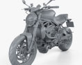 Ducati Monster 1200 R 2016 3D模型 clay render