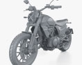 Ducati Scrambler Full Throttle 2023 3D 모델  clay render