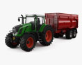 Fendt 826 Vario Tractor with Farm Trailer 3D 모델 