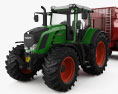 Fendt 826 Vario Tractor with Farm Trailer 3D模型