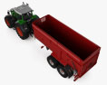 Fendt 826 Vario Tractor with Farm Trailer 3D 모델  top view