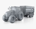Fendt 826 Vario Tractor with Farm Trailer 3Dモデル clay render