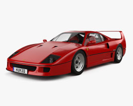 Ferrari F40 с детальным интерьером и двигателем 1987 3D модель
