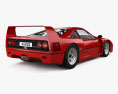 Ferrari F40 с детальным интерьером и двигателем 1987 3D модель back view