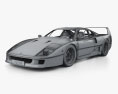 Ferrari F40 带内饰 和发动机 1987 3D模型 wire render