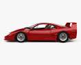 Ferrari F40 with HQ interior and engine 1987 3d model side view