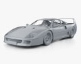 Ferrari F40 с детальным интерьером и двигателем 1987 3D модель clay render