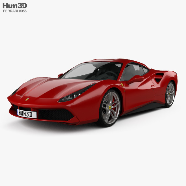 Ferrari 488 GTB HQインテリアと 2016 3Dモデル