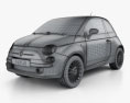 Fiat 500 2012 3d model wire render