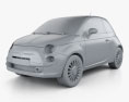 Fiat 500 2012 3d model clay render