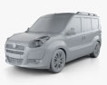 Fiat Nuovo Doblo Combi 2014 3D模型 clay render