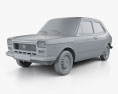 Fiat 127 1975 3d model clay render