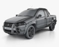 Fiat Strada Crew Cab Adventure 2014 3D 모델  wire render