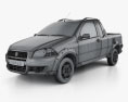 Fiat Strada Crew Cab Working 2014 3D 모델  wire render