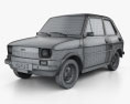 Fiat 126 2000 3d model wire render