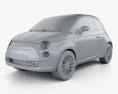 Fiat 500 C 2014 3d model clay render