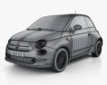 Fiat 500 2018 3D模型 wire render