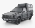 Fiat Fiorino パネルバン 2000 3Dモデル wire render