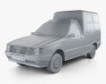 Fiat Fiorino パネルバン 2000 3Dモデル clay render