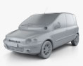 Fiat Multipla 2004 3D-Modell clay render
