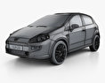 Fiat Punto TwinAir 5ドア 2018 3Dモデル wire render