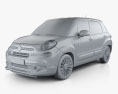 Fiat 500L 掀背车 2020 3D模型 clay render