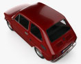 Fiat 126 인테리어 가 있는 2000 3D 모델  top view