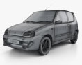 Fiat Seicento Sporting Abarth 2003 3d model wire render