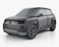 Fiat Centoventi 2020 3D модель wire render