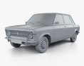 Fiat 128 1969 3D-Modell clay render