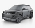 Fiat Centoventi HQインテリアと 2020 3Dモデル wire render