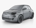 Fiat 500 la Prima France cabriolet 2023 3d model wire render