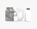Milk Can and Bottle Set 3d model