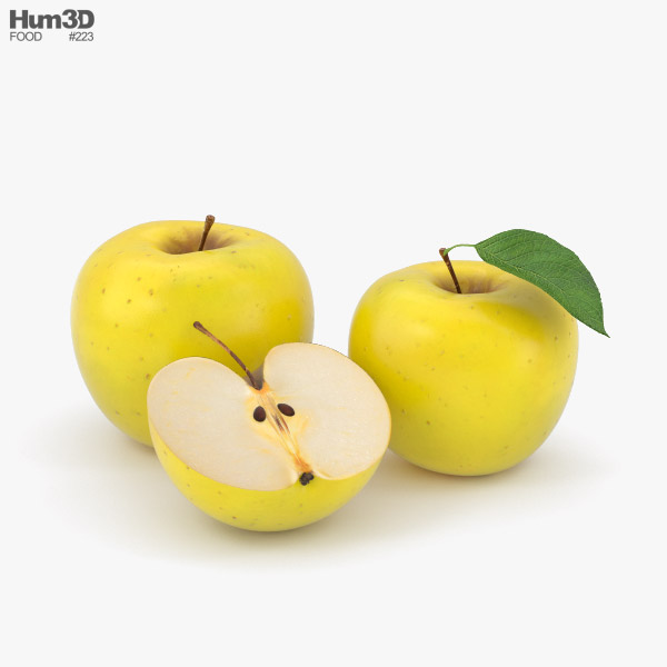 黄色いリンゴ 3Dモデル