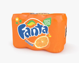 Plastic Shrink Wrapped Fanta Cans Pack 3D model